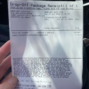 Shipping receipt